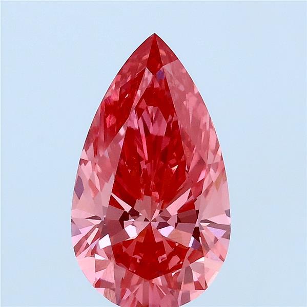 2.08 Carat Pear Lab Grown Diamond, Fancy Vivid Pink Color, VVS2 Clarity
