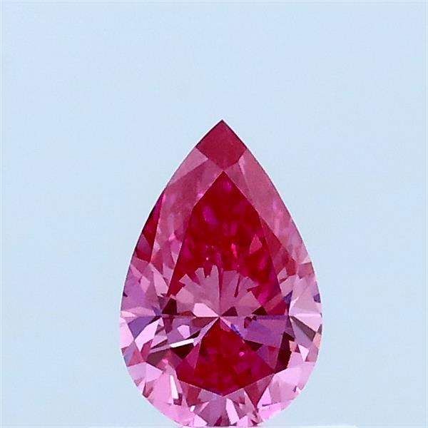 0.37 Carat Pear Lab Grown Diamond, Fancy Vivid Pink Color, VVS1 Clarity