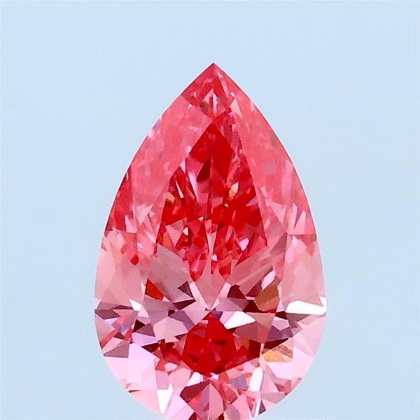 0.82 Carat Pear Lab Grown Diamond, Fancy Vivid Pink Color, VS1 Clarity