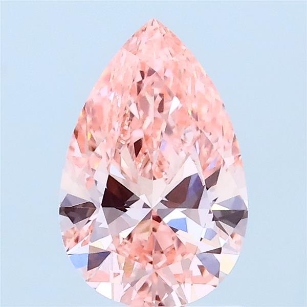 1.03 Carat Pear Lab Grown Diamond, Fancy Vivid Pink Color, VVS2 Clarity