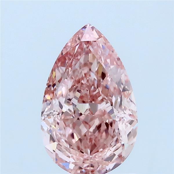 1.55 Carat Pear Lab Grown Diamond, Fancy Intense Pink Color, VS1 Clarity
