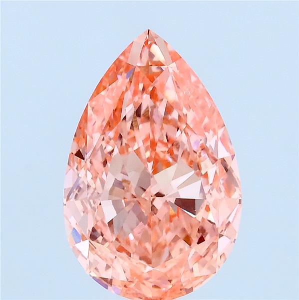 2.57 Carat Pear Lab Grown Diamond, Fancy Vivid Pink Color, VVS2 Clarity