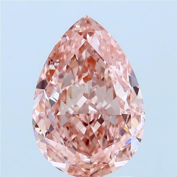 2.03 Carat Pear Lab Grown Diamond, Fancy Vivid Pink Color, VS2 Clarity