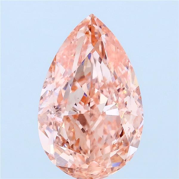 3.03 Carat Pear Lab Grown Diamond, Fancy Vivid Pink Color, VS1 Clarity
