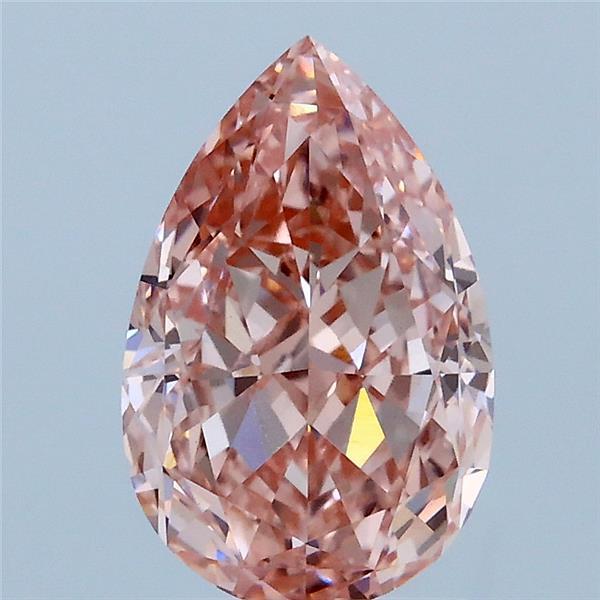 2.15 Carat Pear Lab Grown Diamond, Fancy Vivid Pink Color, VVS2 Clarity