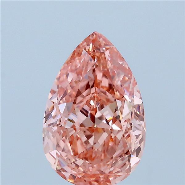 2.01 Carat Pear Lab Grown Diamond, Fancy Vivid Pink Color, VS2 Clarity