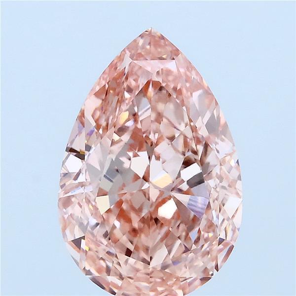 3.57 Carat Pear Lab Grown Diamond, Fancy Vivid Pink Color, VVS2 Clarity