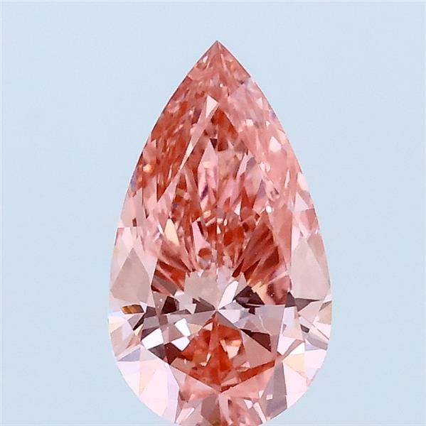 0.92 Carat Pear Lab Grown Diamond, Fancy Vivid Pink Color, VVS2 Clarity