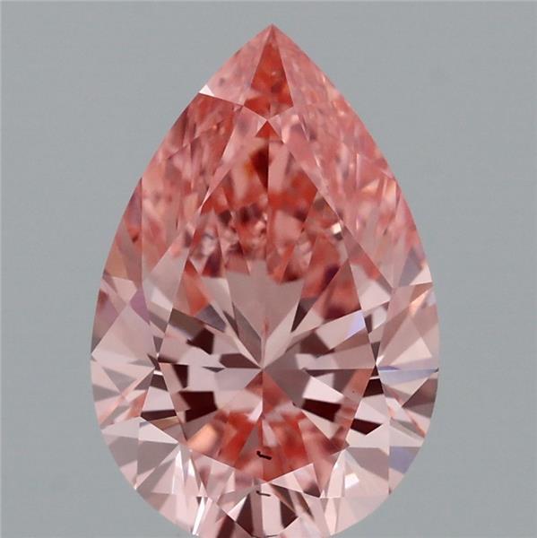 1.62 Carat Pear Lab Grown Diamond, Fancy Vivid Pink Color, VS2 Clarity