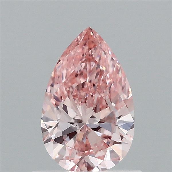 0.73 Carat Pear Lab Grown Diamond, Fancy Intense Pink Color, VS1 Clarity