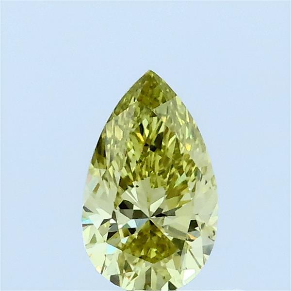 0.41 Carat Pear Lab Grown Diamond, Fancy Intense Yellow Color, VS2 Clarity