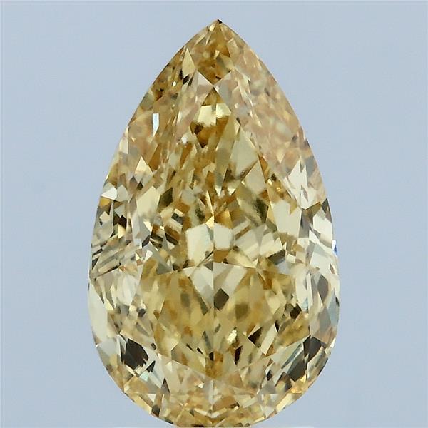 3.18 Carat Pear Lab Grown Diamond, Fancy Intense Yellow Color, VVS1 Clarity
