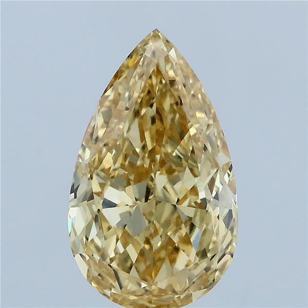 3.26 Carat Pear Lab Grown Diamond, Fancy Intense Yellow Color, VVS2 Clarity