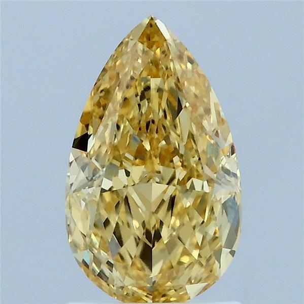 1.56 Carat Pear Lab Grown Diamond, Fancy Intense Yellow Color, VS1 Clarity