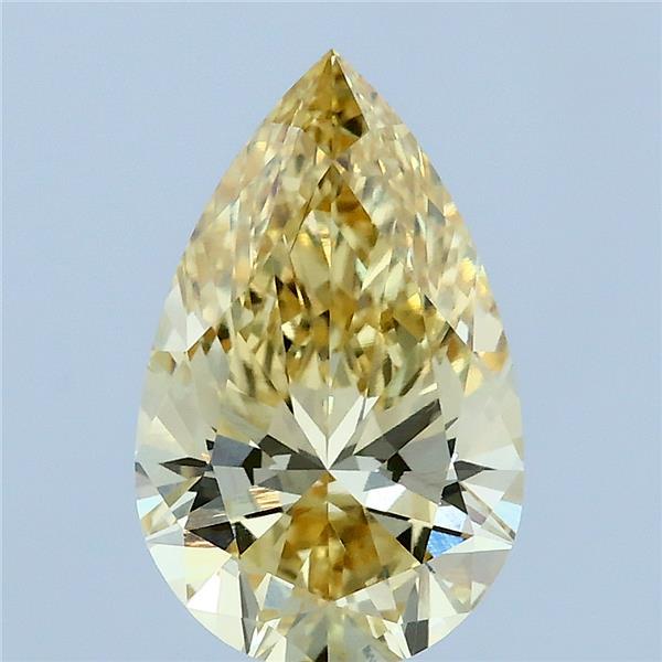 2.01 Carat Pear Lab Grown Diamond, Fancy Intense Yellow Color, VS1 Clarity