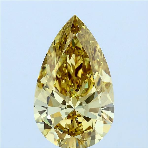 3.00 Carat Pear Lab Grown Diamond, Fancy Intense Yellow Color, VS2 Clarity