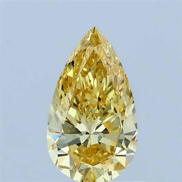 0.65 Carat Pear Lab Grown Diamond, Fancy Intense Yellow Color, VS1 Clarity