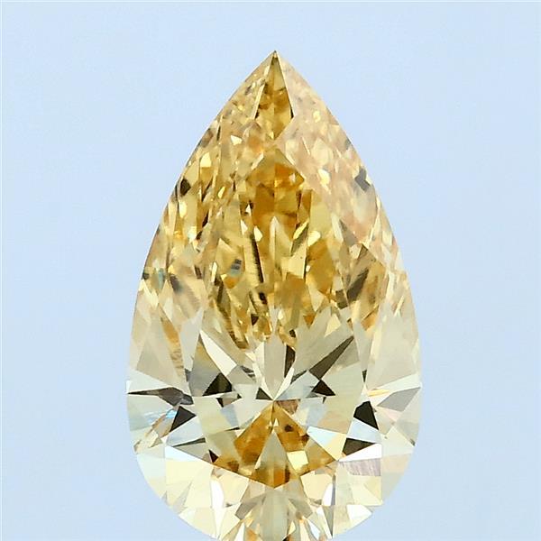 1.51 Carat Pear Lab Grown Diamond, Fancy Intense Yellow Color, VS1 Clarity