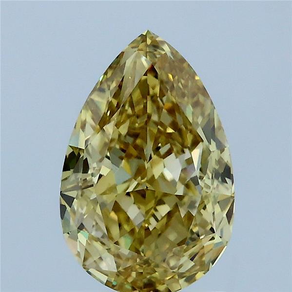 2.03 Carat Pear Lab Grown Diamond, Fancy Intense Yellow Color, VVS2 Clarity