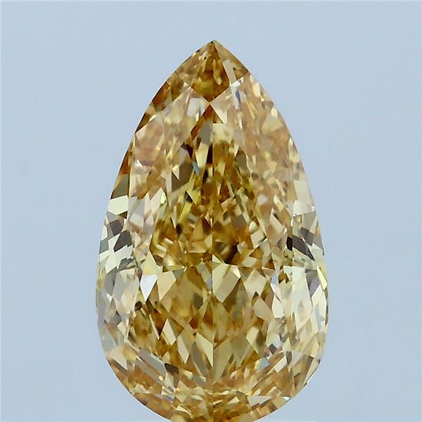 2.01 Carat Pear Lab Grown Diamond, Fancy Intense Yellow Color, VVS2 Clarity