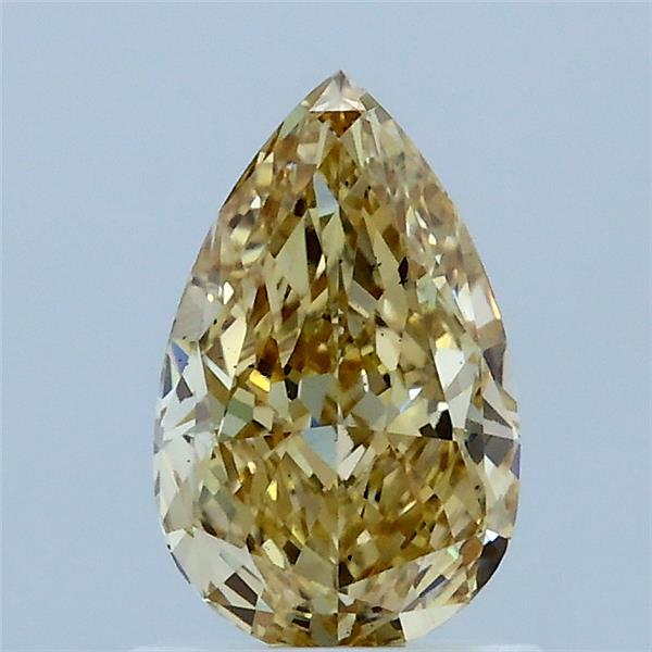 1.07 Carat Pear Lab Grown Diamond, Fancy Intense Yellow Color, VS2 Clarity