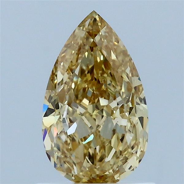 1.06 Carat Pear Lab Grown Diamond, Fancy Intense Yellow Color, VS2 Clarity