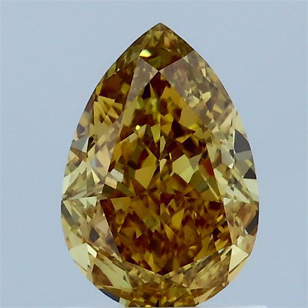 1.07 Carat Pear Lab Grown Diamond, Fancy Intense Yellow Color, VS1 Clarity