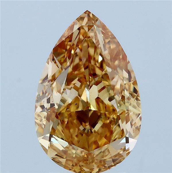 4.06 Carat Pear Lab Grown Diamond, Fancy Brownish Yellow Color, VS1 Clarity