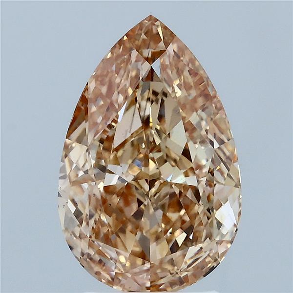 3.31 Carat Pear Lab Grown Diamond, Light Brown Yellow Color, VS2 Clarity