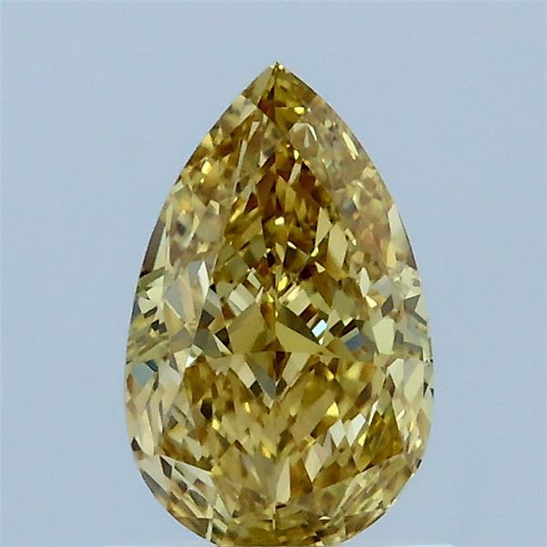 1.00 Carat Pear Lab Grown Diamond, Fancy Intense Yellow Color, VS1 Clarity