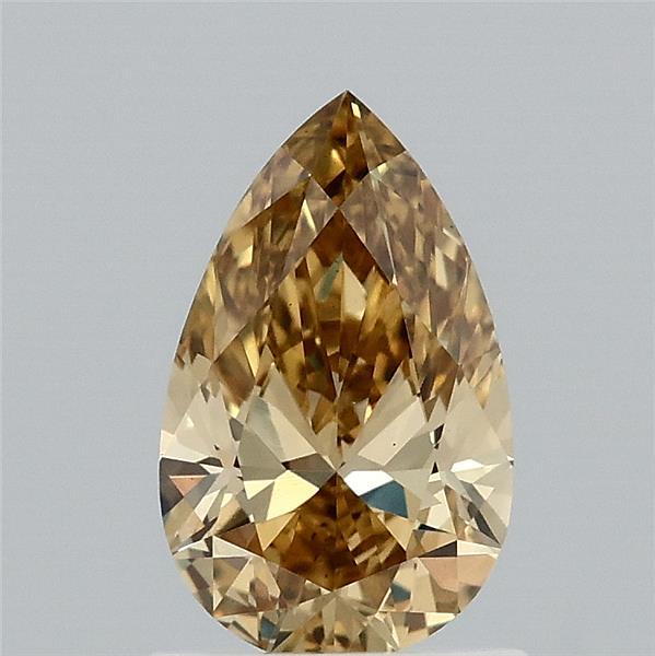 1.00 Carat Pear Lab Grown Diamond, Fancy Intense Yellow Color, VS1 Clarity