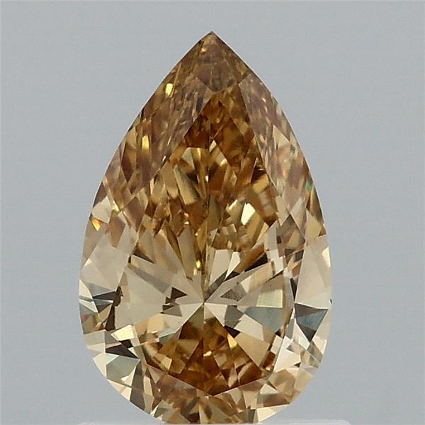 0.88 Carat Pear Lab Grown Diamond, Fancy Intense Yellow Color, VVS2 Clarity