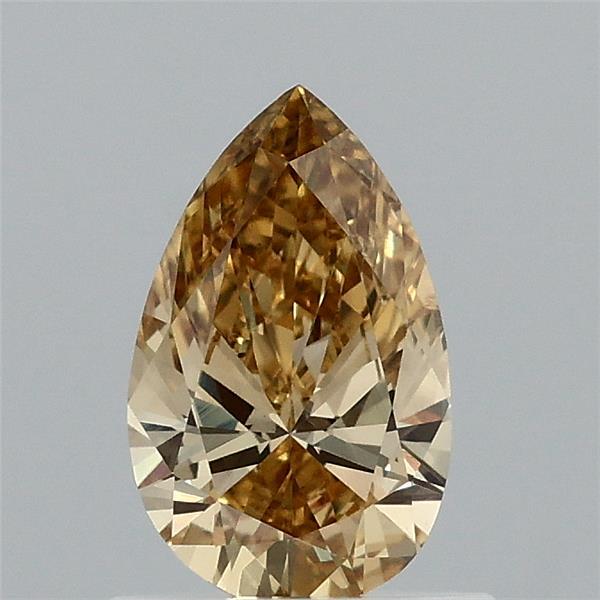 0.70 Carat Pear Lab Grown Diamond, Fancy Intense Yellow Color, VS1 Clarity