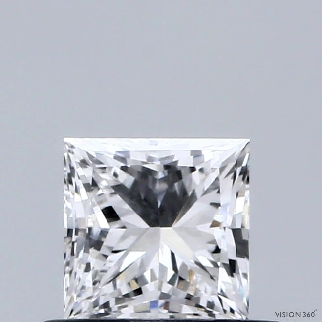 0.58 Carat Princess Lab Grown Diamond, Very Good Polish, E Color, VVS2 Clarity