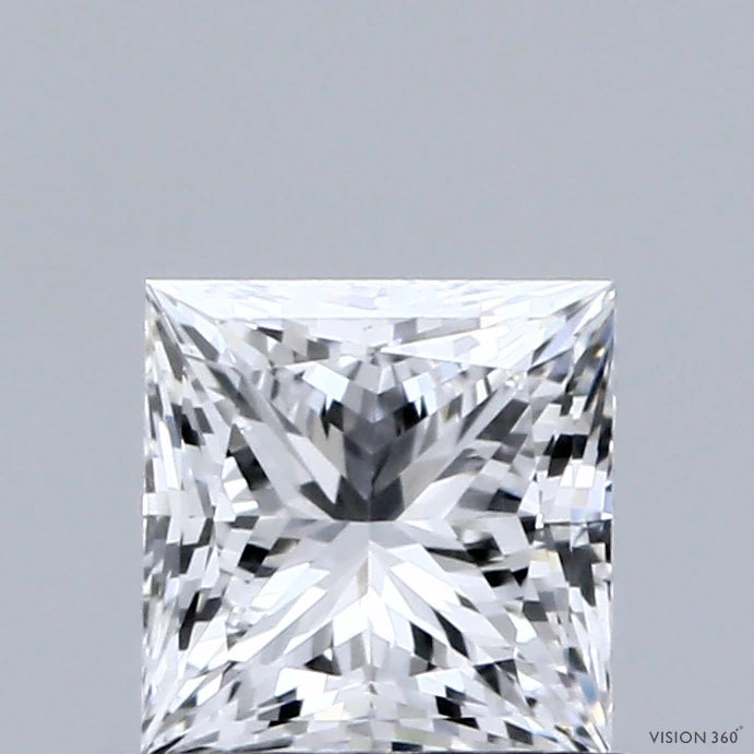 0.90 Carat Princess Lab Grown Diamond, Excellent Polish, D Color, VVS2 Clarity