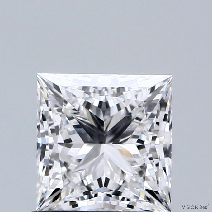 0.90 Carat Princess Lab Grown Diamond, Excellent Polish, E Color, VVS2 Clarity