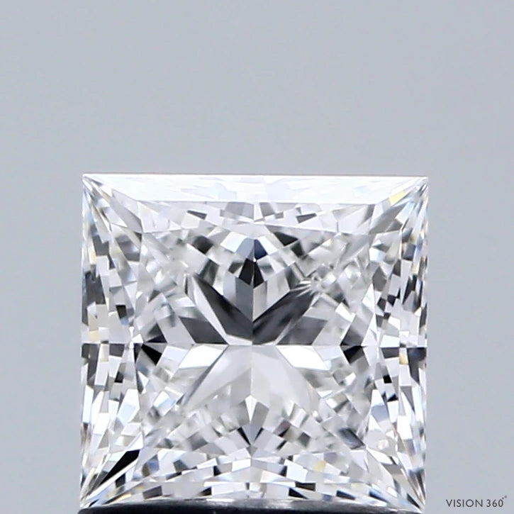 1.12 Carat Princess Lab Grown Diamond, Excellent Polish, E Color, VVS1 Clarity