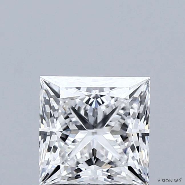1.32 Carat Princess Lab Grown Diamond, Excellent Cut, E Color, VVS2 Clarity