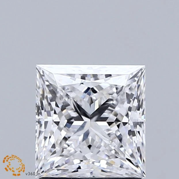 1.56 Carat Princess Lab Grown Diamond, Excellent Polish, D Color, VVS2 Clarity