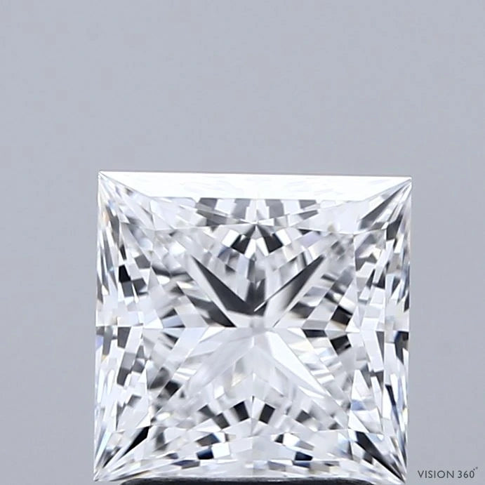 2.05 Carat Princess Lab Grown Diamond, Excellent Polish, E Color, VVS1 Clarity