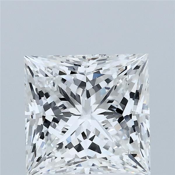 2.52 Carat Princess Lab Grown Diamond, Excellent Polish, E Color, VS1 Clarity