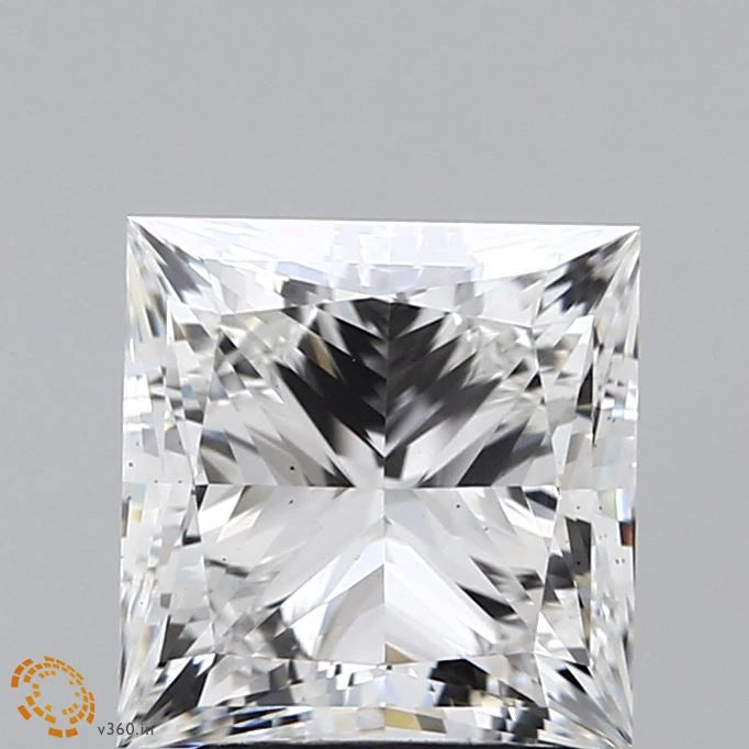 2.52 Carat Princess Lab Grown Diamond, Excellent Polish, E Color, VS2 Clarity