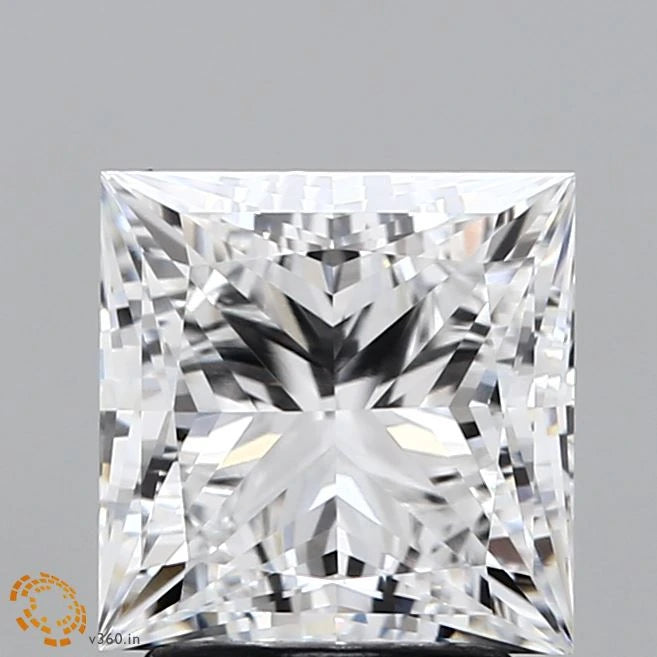 2.60 Carat Princess Lab Grown Diamond, Excellent Polish, D Color, VS1 Clarity