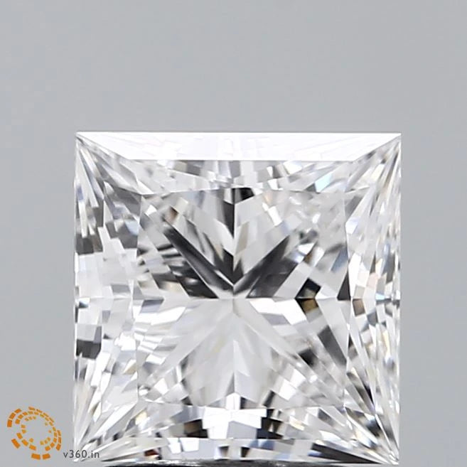 2.64 Carat Princess Lab Grown Diamond, Excellent Polish, E Color, VVS2 Clarity
