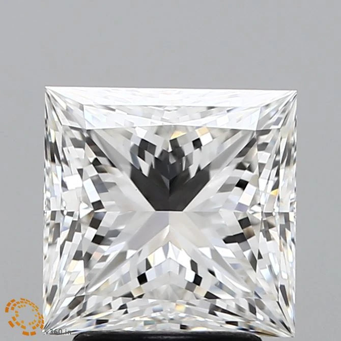 2.77 Carat Princess Lab Grown Diamond, Excellent Polish, G Color, VVS2 Clarity