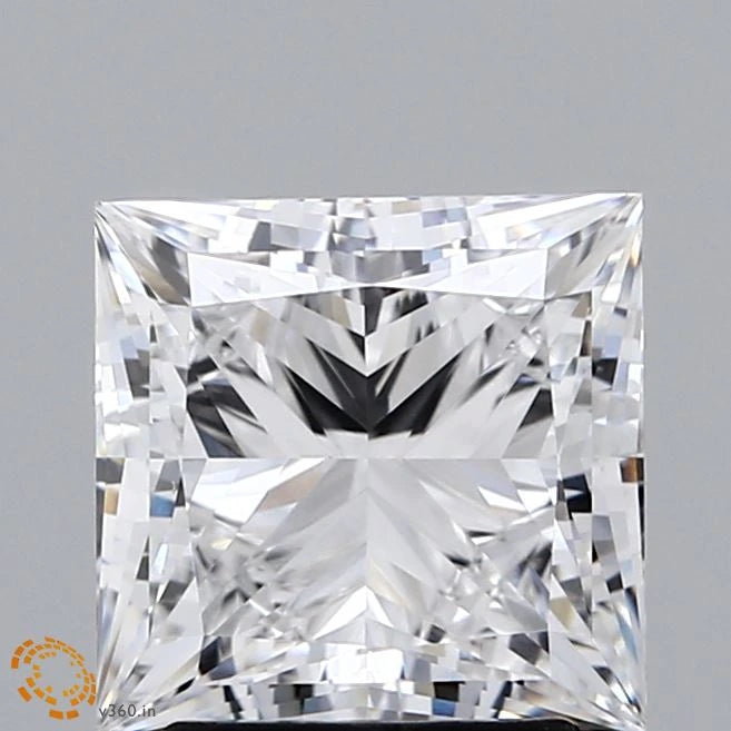 2.86 Carat Princess Lab Grown Diamond, Excellent Polish, E Color, VS1 Clarity