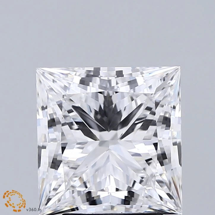 3.08 Carat Princess Lab Grown Diamond, Excellent Polish, E Color, VS1 Clarity