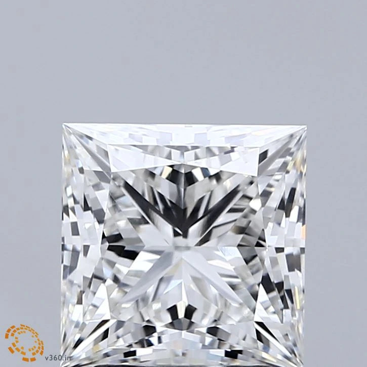3.09 Carat Princess Lab Grown Diamond, Excellent Polish, F Color, VVS2 Clarity