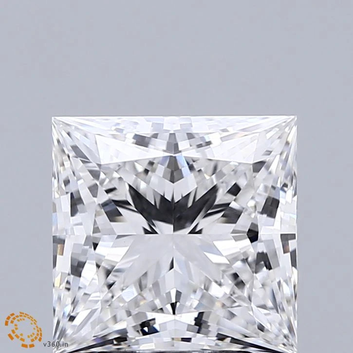 3.13 Carat Princess Lab Grown Diamond, Excellent Polish, E Color, VVS2 Clarity