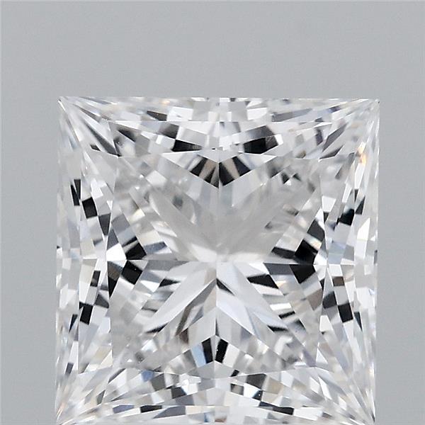 3.15 Carat Princess Lab Grown Diamond, Excellent Polish, E Color, VVS2 Clarity